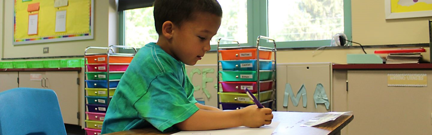 Student working at his desk