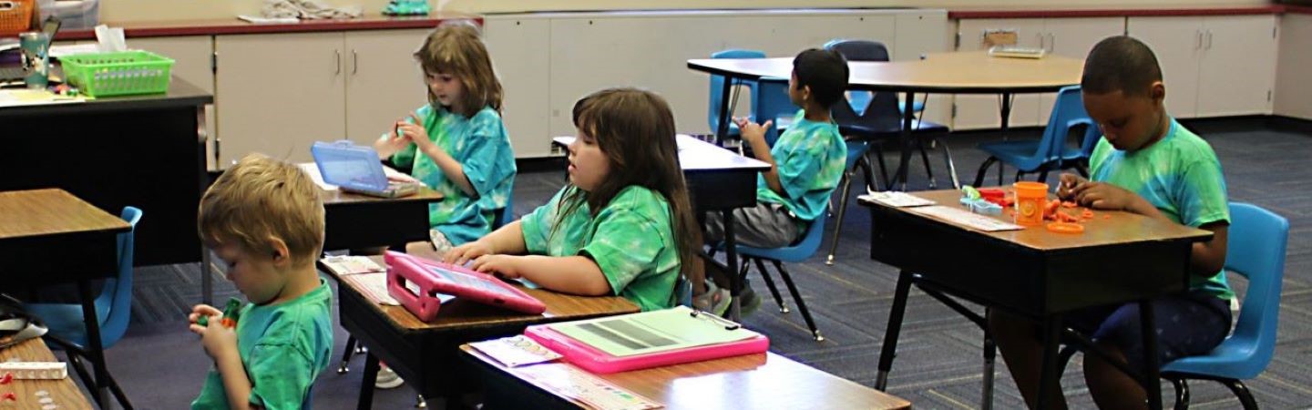 Classroom of students doing individual activities at their desks