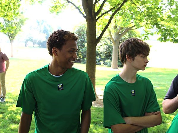 Students laughing at the park